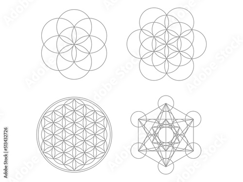 古代神聖幾何学フラワーオブライフのシンボルイラストセット