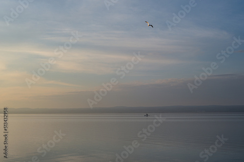 Alleine auf dem See begleitet von einer Möwe 1