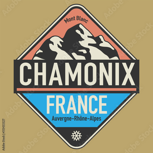 Emblem with the name of Chamonix, France