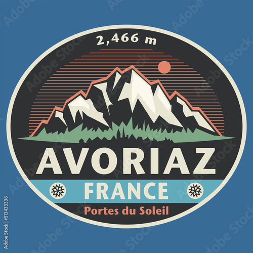 Emblem with the name of Avoriaz, France