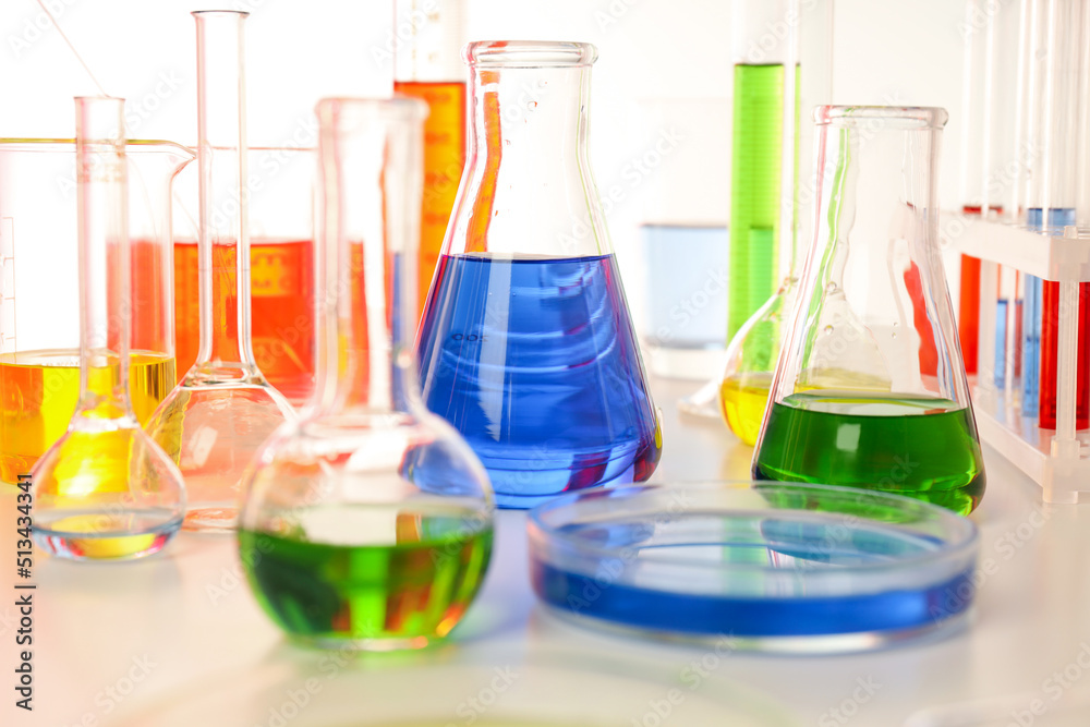 Concept of science with different test tubes Concept of science with different test tubes