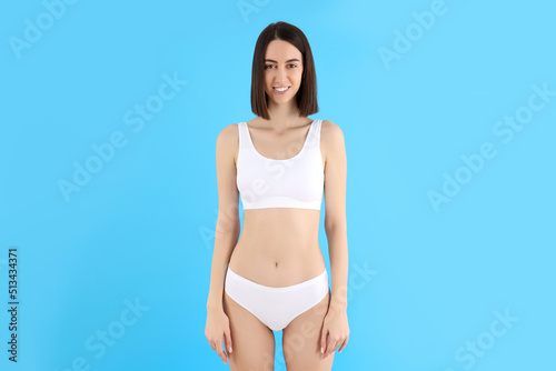 Concept of weight loss with slim young woman