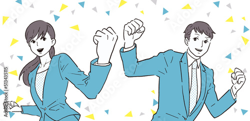 ガッツポーズをするビジネスパーソン・新入社員