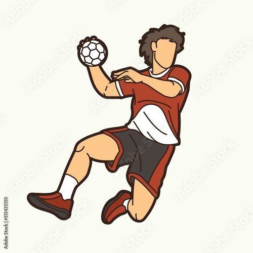Handball Sport Male Player Action Graphic Vector