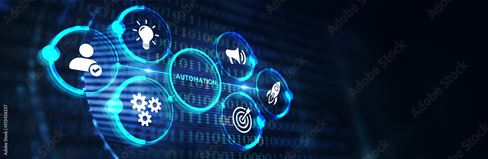 Automation Software concept as an innovation. Business, Technology, Internet and network concept. 3d illustration Automation Software concept as an innovation. Business, Technology, Internet and network concept. 3d illustration