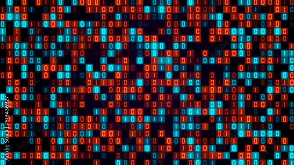Abstract Digital Screen Blue Orange lights Fractal Binary Numeral Pattern Flickering Grid Background Abstract Digital Screen Blue Orange lights Fractal Binary Numeral Pattern Flickering Grid Background