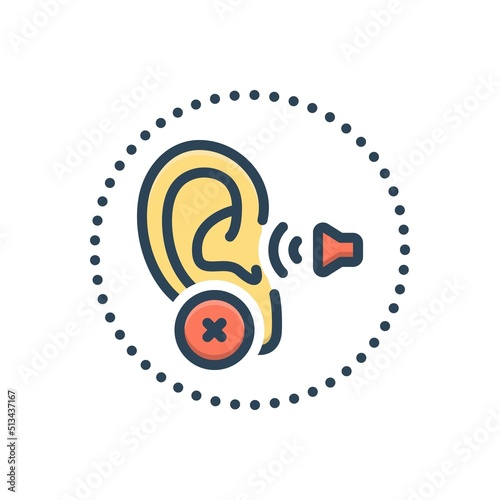 Color illustration icon for deaf unhearing