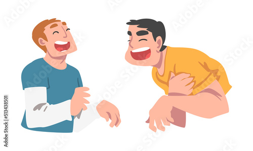 Laughing Out Loud Man Character Feeling Amused and Full of Fun Vector Set