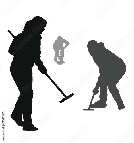 Curling players logo - Vector