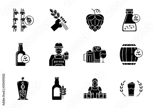 craft beer glyph icon set