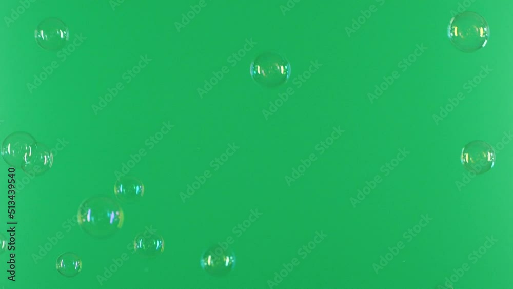 Slow motion of soap air bubbles texture on chroma key green screen ...