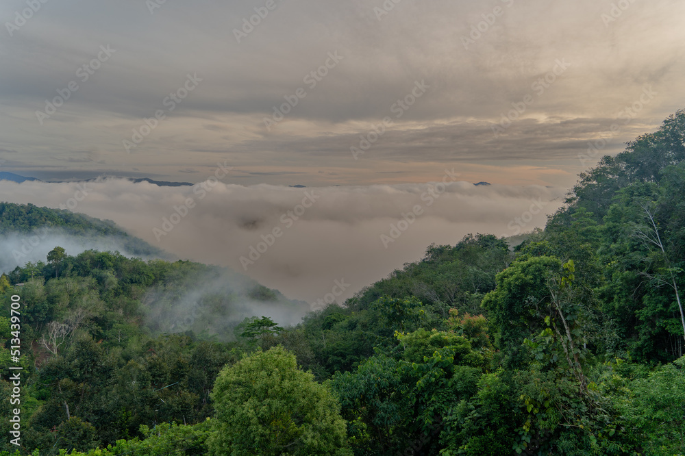 Mountain and fog in Thailand Take a picture with a drone Mountain and fog in Thailand Take a picture with a drone