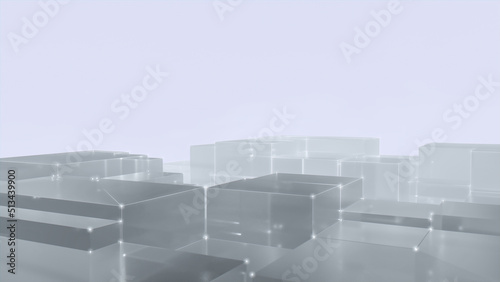 Global Data Web Communication Network in Cyberspace. Light Tech Background with Copy Space. 3D Render. 
