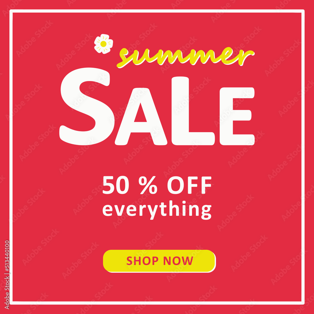 Red promotional banner summer SALE. Vector illustration.