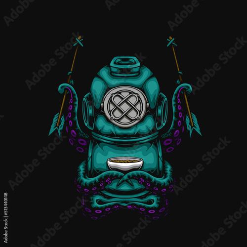 Illustration Octopus Mecha Vector