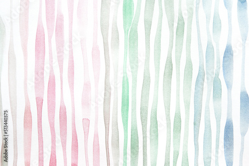 Watercolor texture uneven pattern background. Colorful wave hand drawing art. Vintage backdrop banner. Aquarelle ground paper. Abstract green wet image. Impression stain template