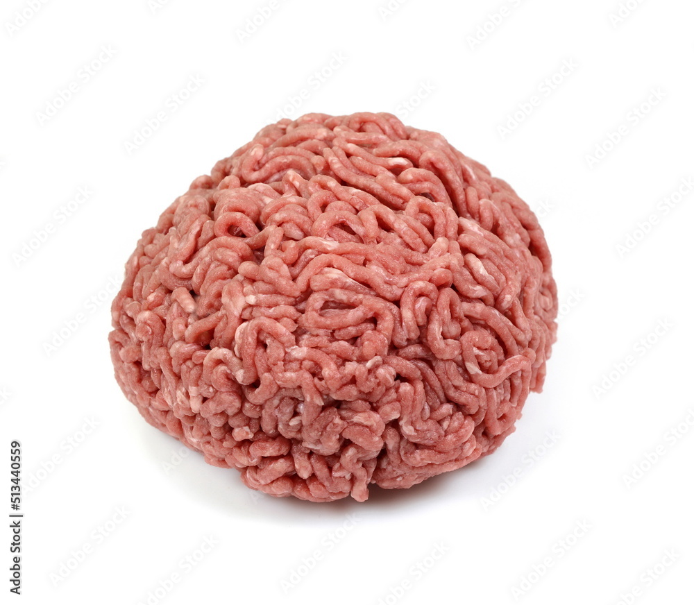 minced meat, pork, beef, forcemeat, clipping path, isolated on white background, full depth of field minced meat, pork, beef, forcemeat, clipping path, isolated on white background, full depth of field