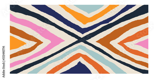 Modern artistic simple abstraction with geometric shapes (stripes). The lines are drawn by hand on a colored background.