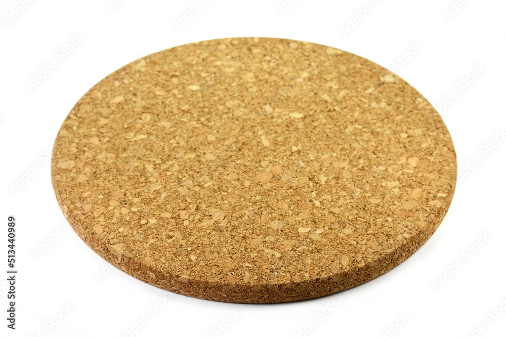 Empty round cork coaster, isolated on white background. Empty round cork coaster, isolated on white background.