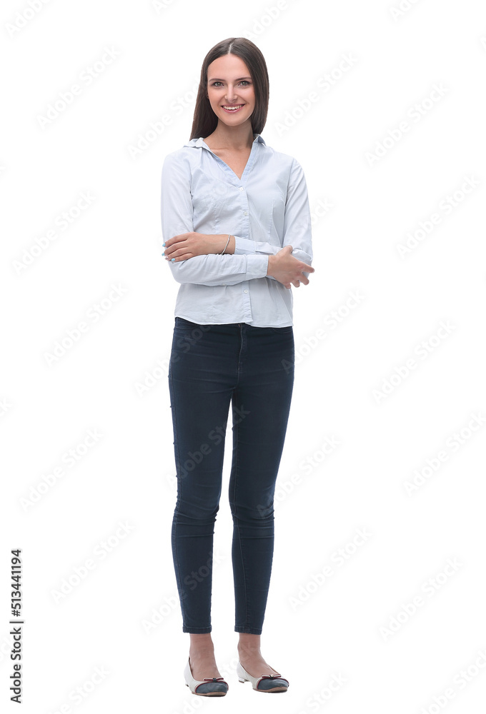 in full growth. modern girl in casual clothes in full growth. modern girl in casual clothes