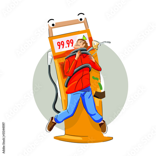 illustration of inflation price of gasoline expensive