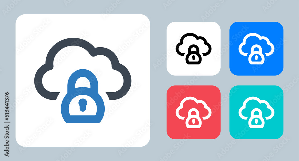Cloud security icon - vector illustration . Cloud, Data, storage, Security, Lock, Private, Protected, Secure, Password, Locked, network, server, line, outline, flat, icons . Cloud security icon - vector illustration . Cloud, Data, storage, Security, Lock, Private, Protected, Secure, Password, Locked, network, server, line, outline, flat, icons .