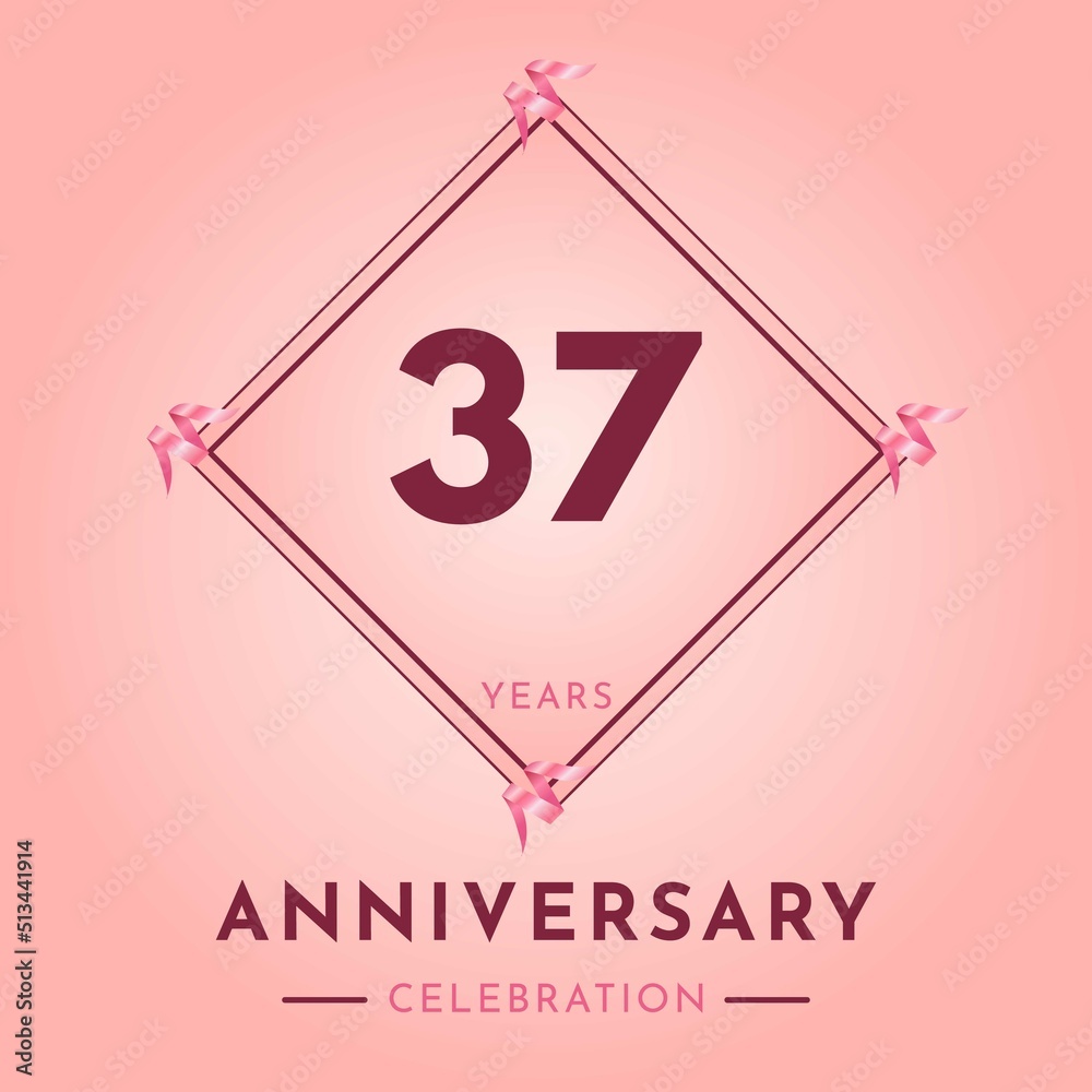 37 years anniversary celebration with purple frame isolated on soft pink background. Creative design for happy birthday, wedding, ceremony, event party, marriage, invitation card and greeting card. 37 years anniversary celebration with purple frame isolated on soft pink background. Creative design for happy birthday, wedding, ceremony, event party, marriage, invitation card and greeting card.