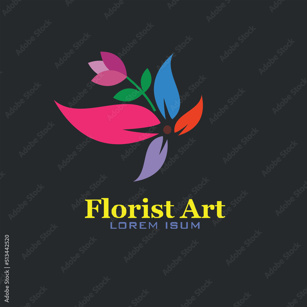 super art flower logo, perfect for florist design
