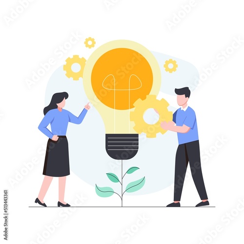 Business team illustration concept thinking about ideas © tsabitibrohimm