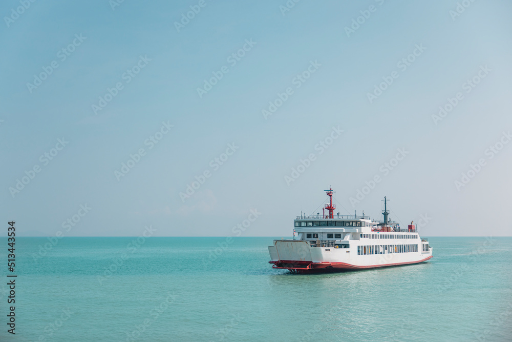 Ferry boat in Thailand linking Suratthani to Kho Samui passing by on Gulf of Thailand sea Ferry boat in Thailand linking Suratthani to Kho Samui passing by on Gulf of Thailand sea
