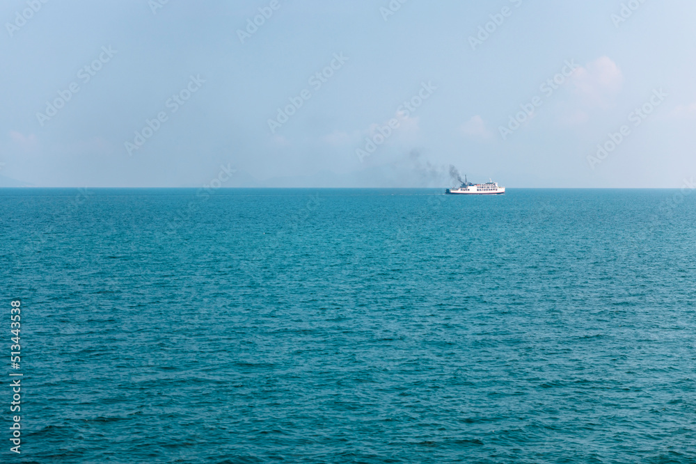 Ferry boat in Thailand linking Suratthani to Kho Samui passing by on Gulf of Thailand sea