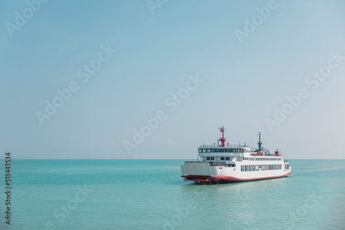 Ferry boat in Thailand linking Suratthani to Kho Samui passing by on Gulf of Thailand sea