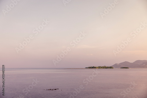 Relaxing seascape with the sky and the sea of blue and mini island