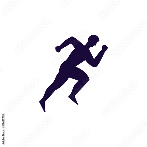 Dark blue silhouette of running sportsman flat style  vector illustration