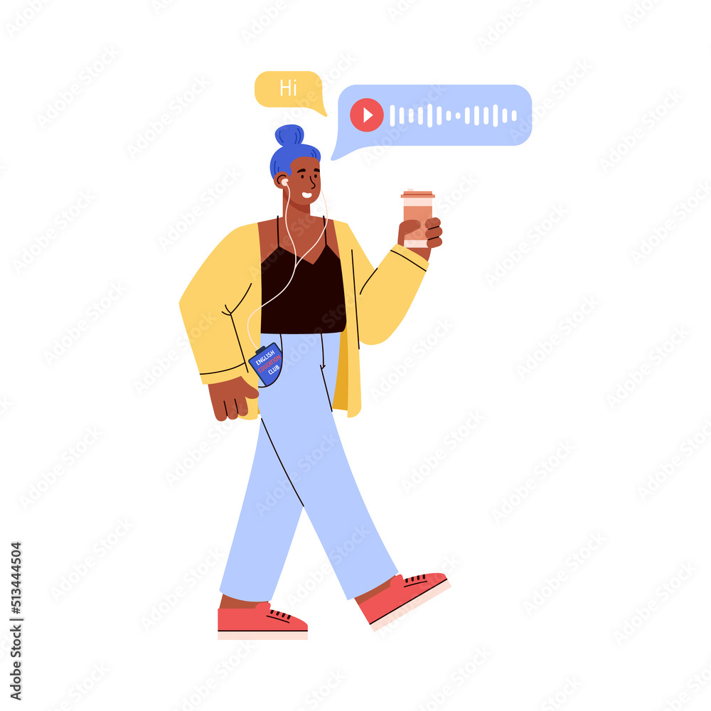 Language online and app for communication, flat vector illustration isolated.