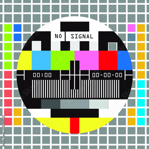 Television Test Of Stripes . Signal TV Pattern Test Or Television Color Bars Signal. End Of The TV ColorS Bars For Background.