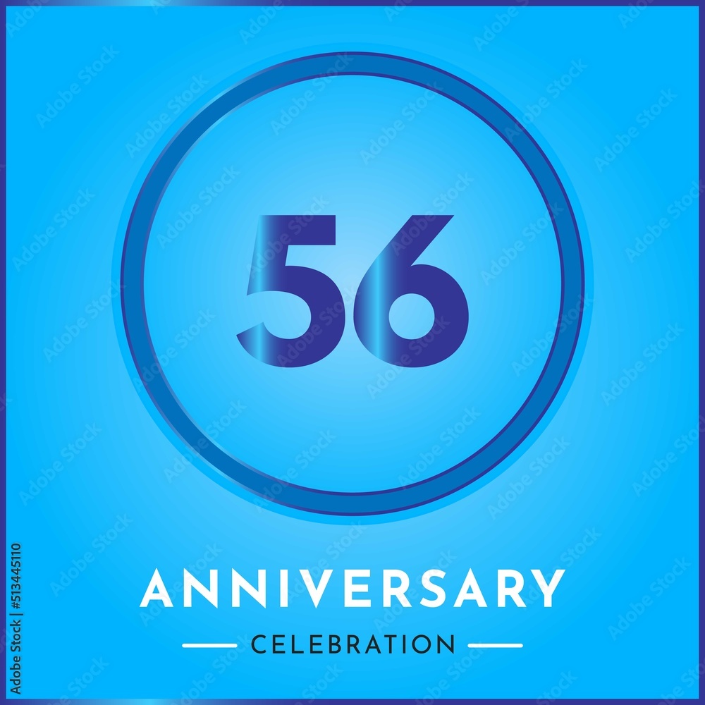 56 years anniversary celebration with circle frame isolated on sky blue background. Creative design for happy birthday, wedding, ceremony, event party, marriage, invitation card and greeting card. 56 years anniversary celebration with circle frame isolated on sky blue background. Creative design for happy birthday, wedding, ceremony, event party, marriage, invitation card and greeting card.