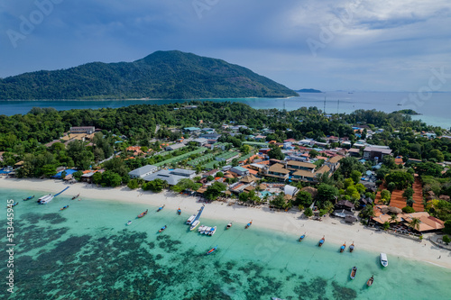 Aerial photograph of the sea at Koh Lipe, Thailand with a drone.  © Abdul