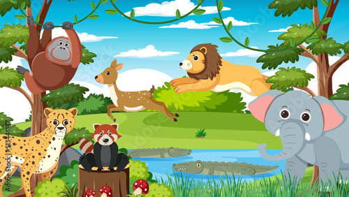 Cute wild animals in the forest