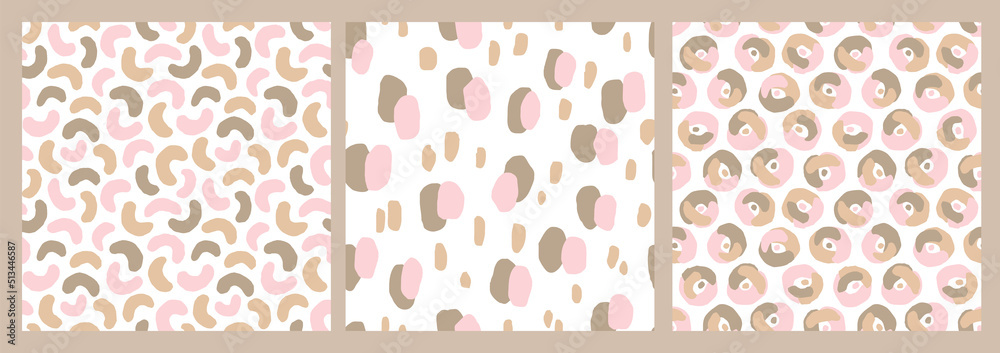 Set of artistic seamless patterns with abstract shapes. Colorful trendy illustration for paper and gift wrap. Fabric print modern design. Creative stylish background. Set of artistic seamless patterns with abstract shapes. Colorful trendy illustration for paper and gift wrap. Fabric print modern design. Creative stylish background.