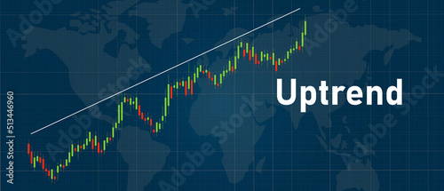 Uptrend stock price global market bullish candle stick trading pattern
