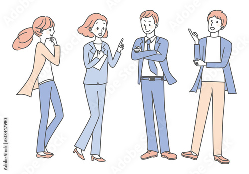 simple illustration set of thinking people