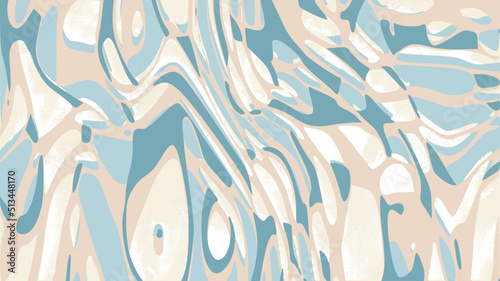 Teal paint strokes, retro screen printing, beige accents calming painting. Oil painted art, light vector texture. Abstract vintage background