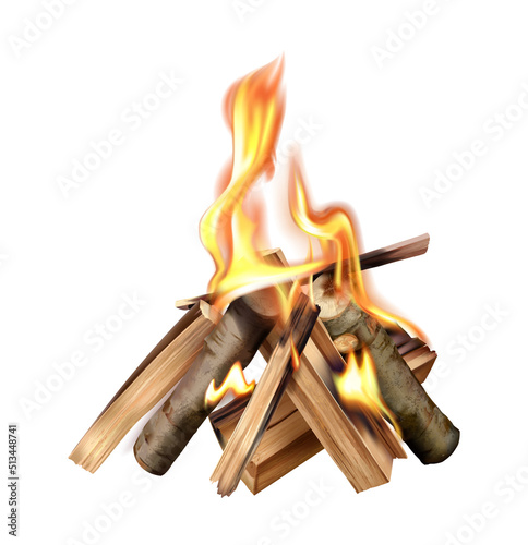 Fototapeta Burning Wood Campfire Composition