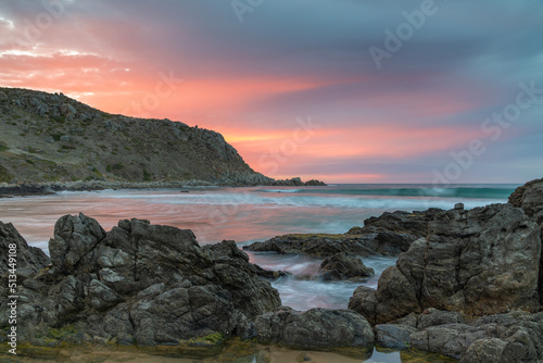 A vibrant sunrise in Petrel Cove On the Fleurieu Peninsula on March 14th 2022