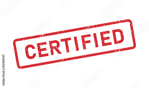 Grunge Certified word rubber stamp. Certified sign sticker set. Grunge vintage square label. Vector illustration isolated on white background.
