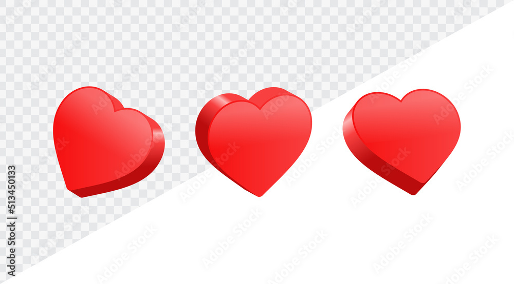 heart icon sign, like favorite icon, social media notification icons, post reactions for social network. social media hearts symbol shape, 3d rendering, 3d illustration