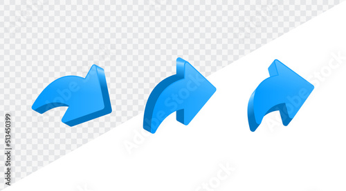 share arrow icon sign, reply send forward icons, social media notification icons, post reactions for social network. social media share symbol shape, 3d rendering, 3d illustration