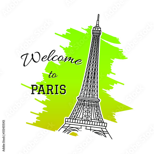 eifel tower welcome paris vector illustration design