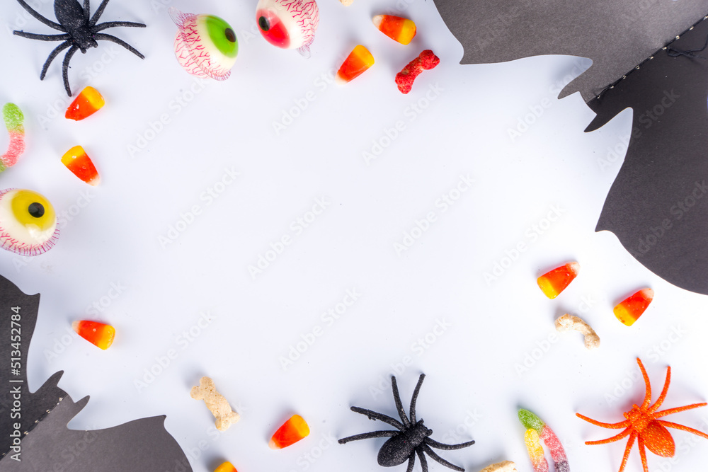 Halloween sweets and decorations background Stock Photo | Adobe Stock